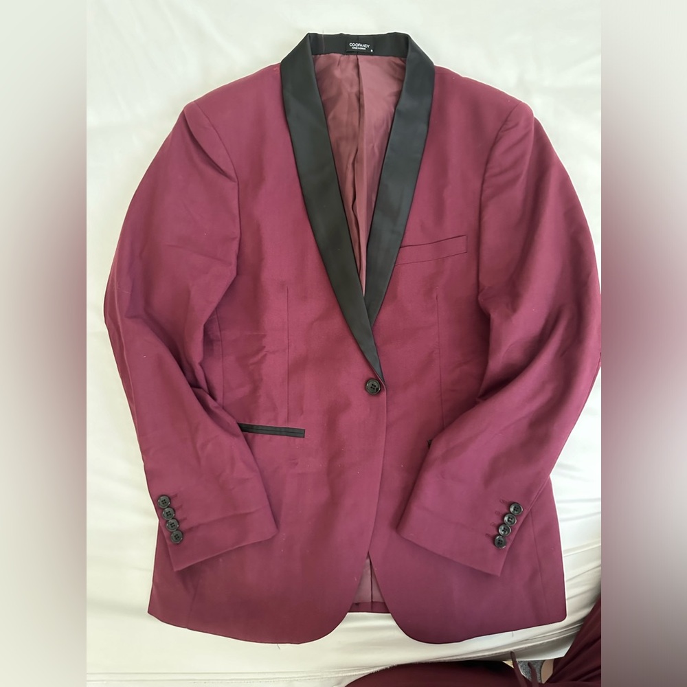 Coofandy burgundy blazer jacket one button size s